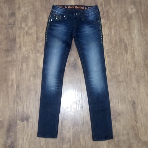 Rock Revival Jeans Women's Jacklyn Skinny 26 Embellished Shimmer  NWOT DEFECT - Picture 5 of 10